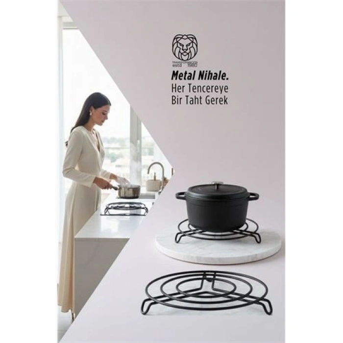 Mey İthalat® Juliette Serisi Siyah Metal Nihale - 20 cm Isıya Dayanıklı Lüks Tencere Altlığı