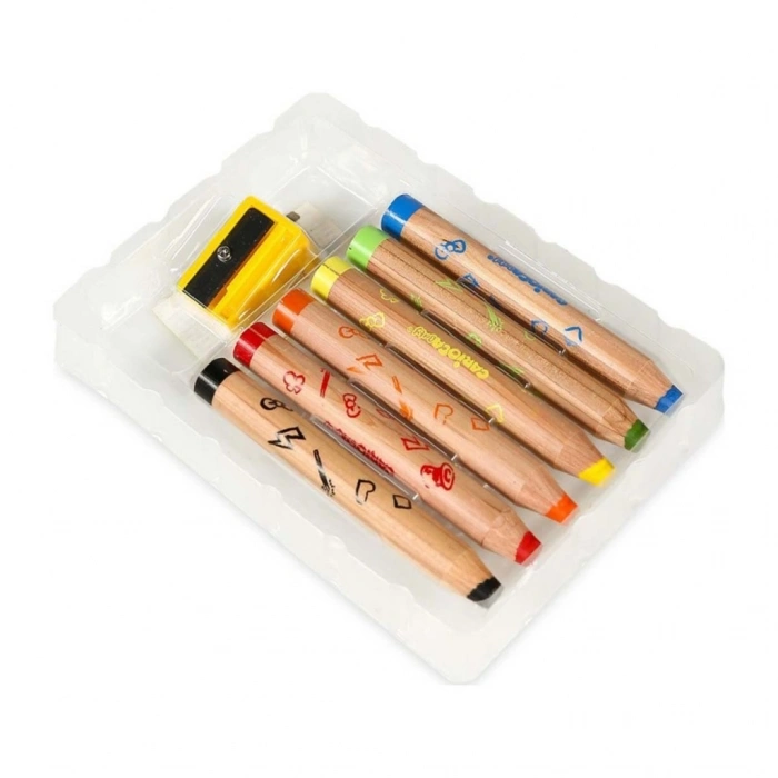 Mey İthalat®  Jumbo Bebek Ahşap Gövdeli Boya Kalemi 6lı