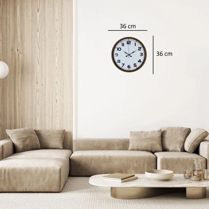 Mey İthalat® Kahverengi 36 Cm Standart Duvar Saati