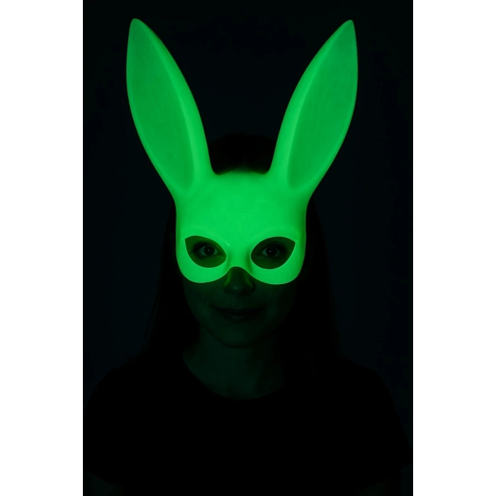 Mey İthalat® Karanlıkta Parlayan Fosforlu Tavşan Maskesi – Glow Bunny Masquerade Maske (32x22 cm)