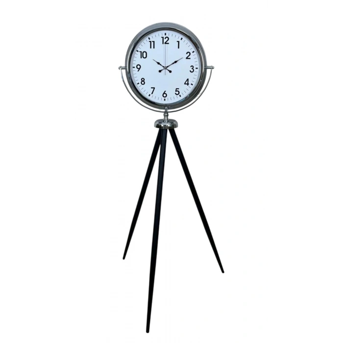 Mey İthalat® Krom Dekoratif Tasarım Tripod Ayaklı Saat