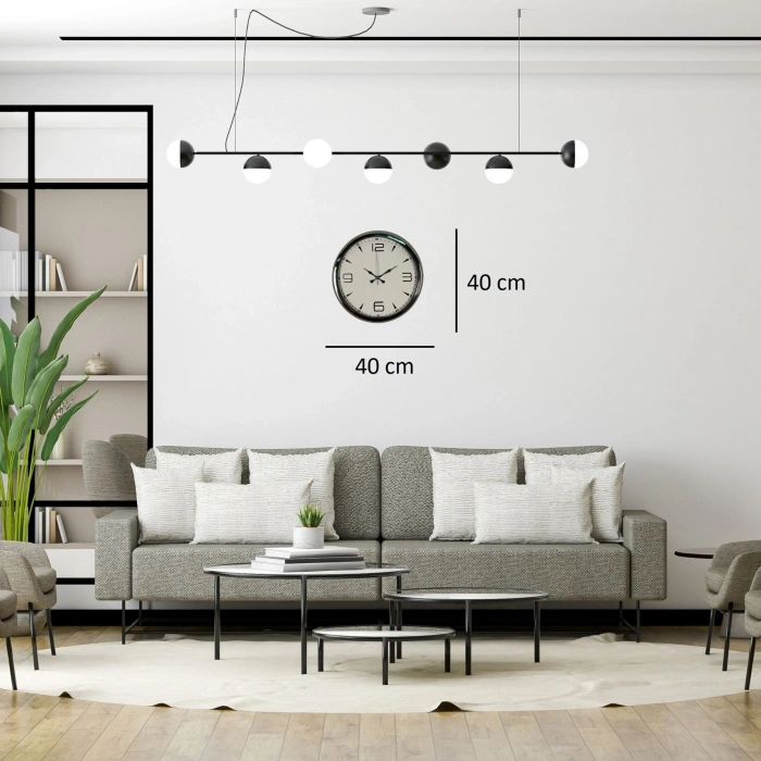 Mey İthalat® Krom Elegance 40 Cm Metal Duvar Saati