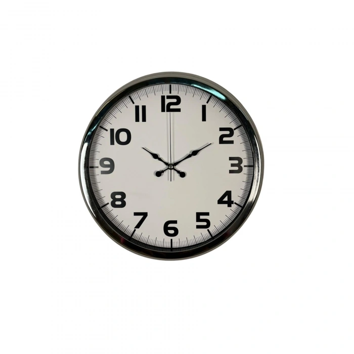 Mey İthalat® Krom Prime 40 Cm Metal Duvar Saati