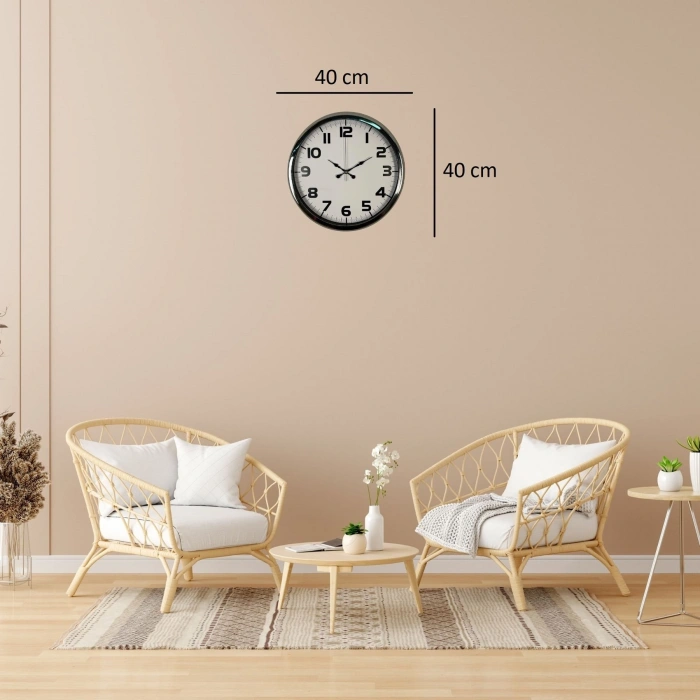 Mey İthalat® Krom Prime 40 Cm Metal Duvar Saati