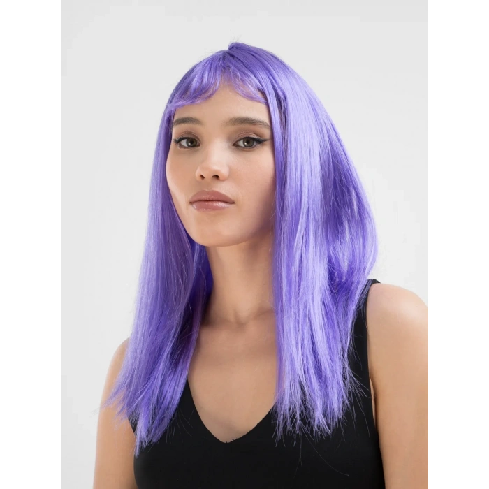Mey İthalat® Lila Renk Uzun Düz Parti Peruğu