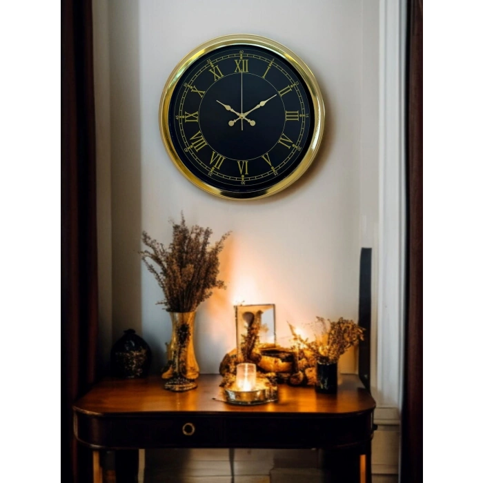 Mey İthalat® Luxury Gold 40 Cm Metal Duvar Saati