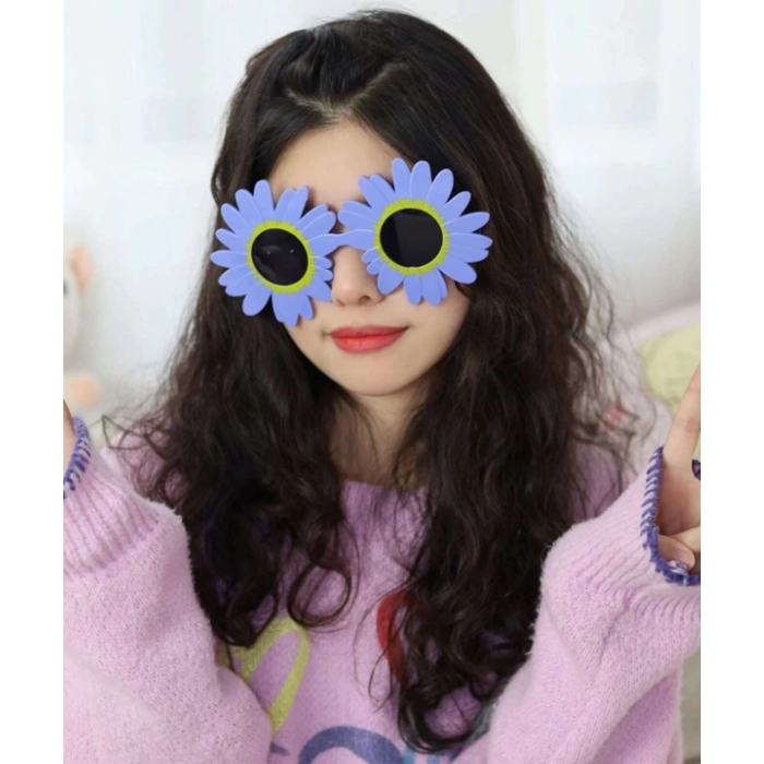 Mey İthalat® Mor Renk Papatya Şekilli Parti Gözlüğü 18x10 cm