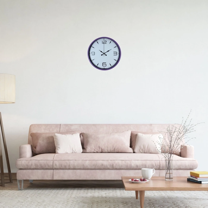 Mey İthalat® Mor Standart 36 Cm Duvar Saati