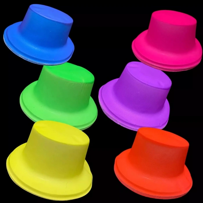 Mey İthalat® Neon Partisi Turuncu Renk Plastik Fötr Şapka