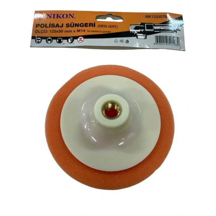 Mey İthalat® Nikon 12550TM Polisaj Süngeri 125 mm Turuncu Orta Sert