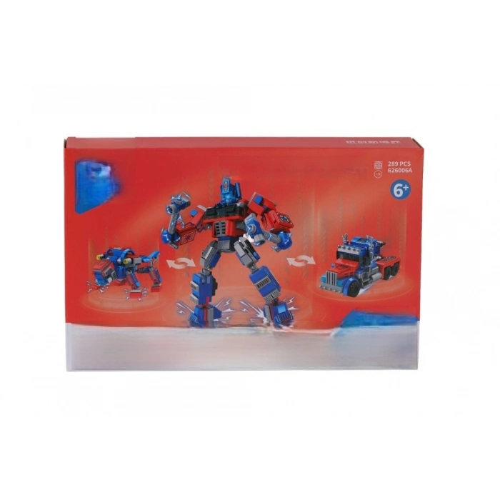 Mey İthalat® P626006-KARMA DÖNÜŞEN ROBOTLAR BLOCK OYUNCAK-KIRMIZI