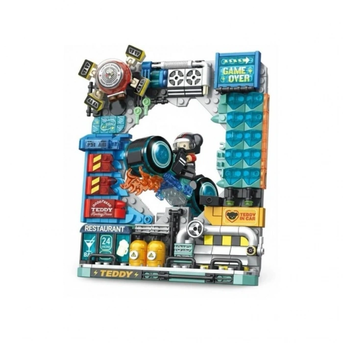 Mey İthalat® P881505 MOTORCU TEDDY 458 PARÇA BLOCK OYUNCAK
