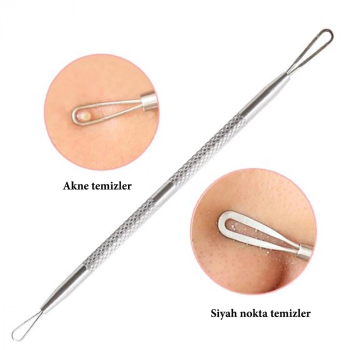 Mey İthalat®  Paslanmaz Çelik Siyah Nokta Sivilce ve Akne Temizleyici Set 3lü Kit