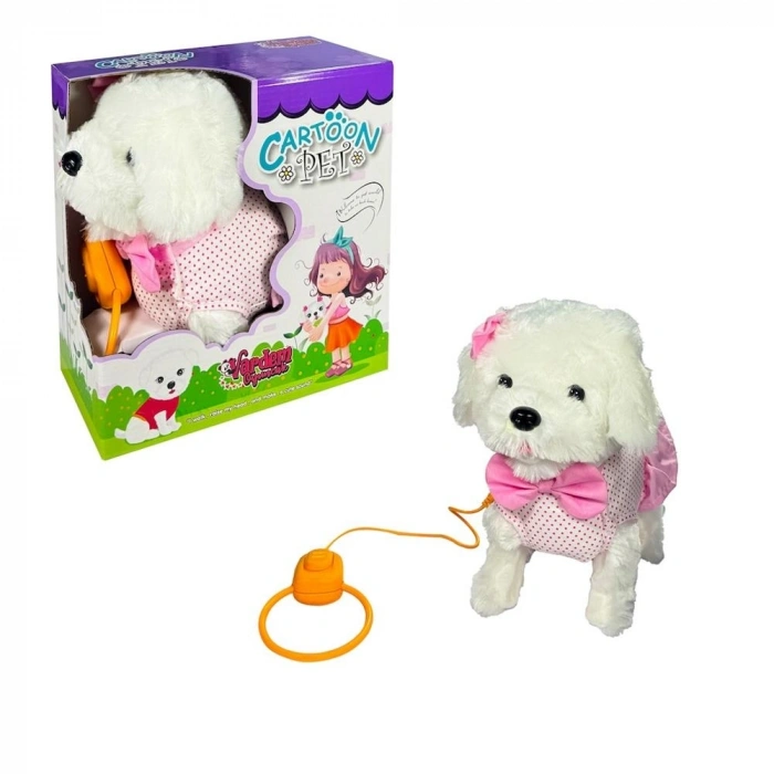 Mey İthalat® PFT-B025 PELUŞ TASMALI YÜRÜYEN KÖPEK PEMBE -VRD