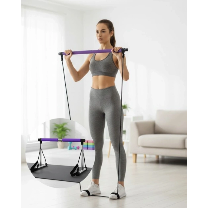 Mey İthalat® Pilates Bar Egzersiz Aleti Bilek Destekli Çok Yönlü Kullanım