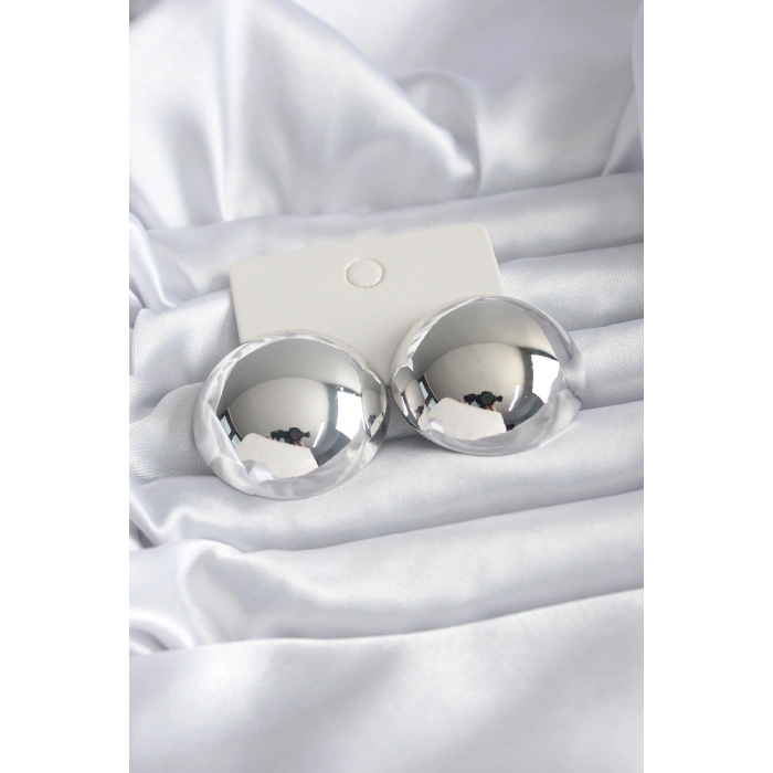 Mey İthalat® Pirinç Gümüş Renk Kadın Küpe