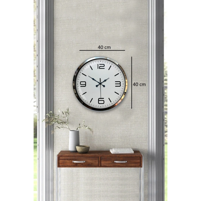 Mey İthalat® Prestij Krom Metal 40 Cm Duvar Saati