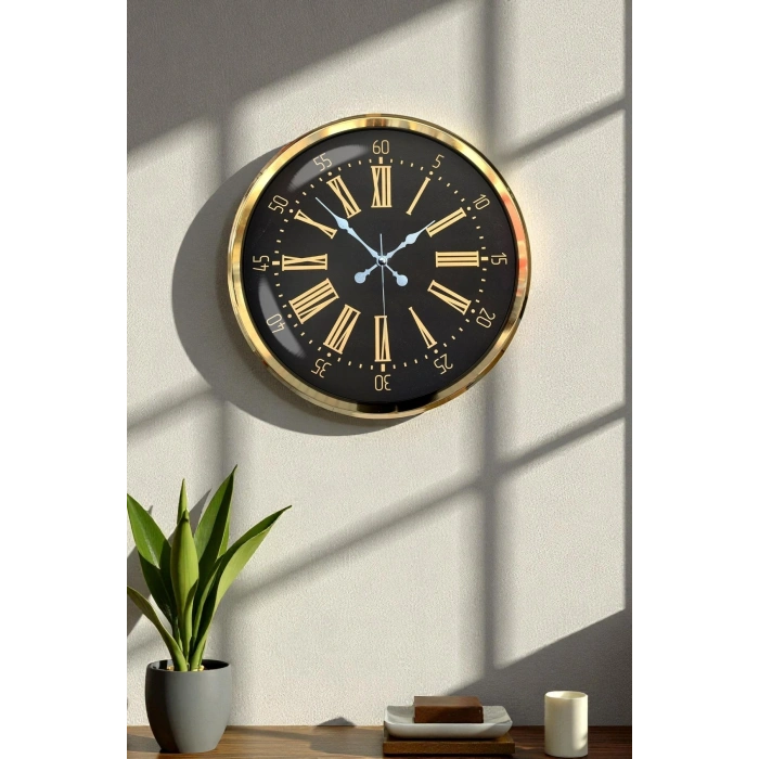 Mey İthalat® Prime Aurea Gold 52 Cm Metal Duvar Saati