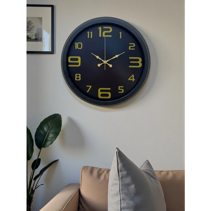 Mey İthalat® Prime Black 40 cm Metal Modern Tasarım Duvar Saati