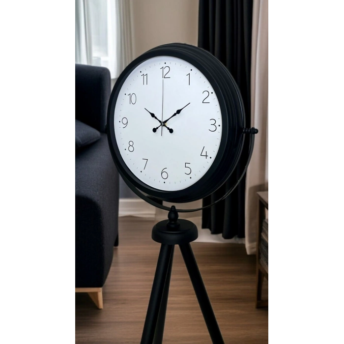 Mey İthalat® Pure Black Tripod Ayaklı Saat