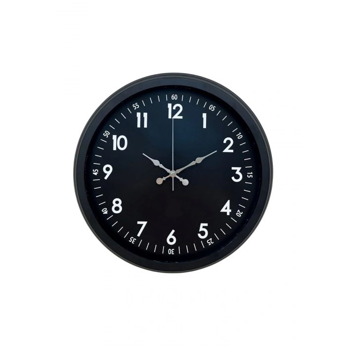 Mey İthalat® Pure Dark Black 40 Cm Metal Duvar Saati