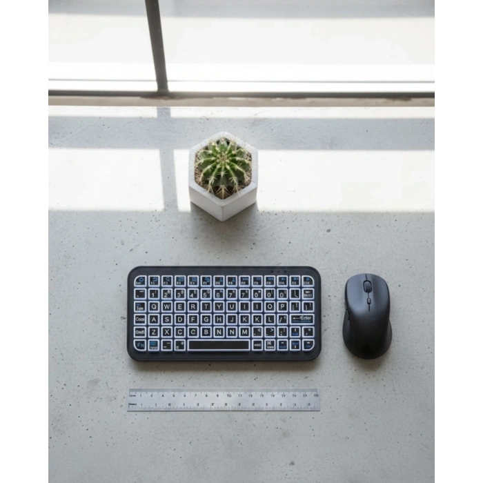 Mey İthalat® RGB Işıklı Kablosuz Mini Klavye 10 mm İnce Gövde