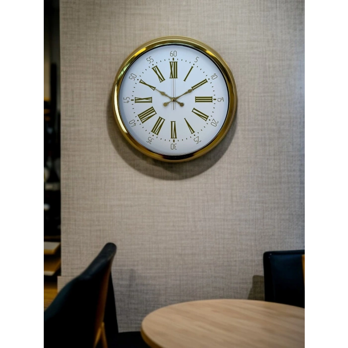 Mey İthalat® Royal Gold 40 Cm Metal Duvar Saati