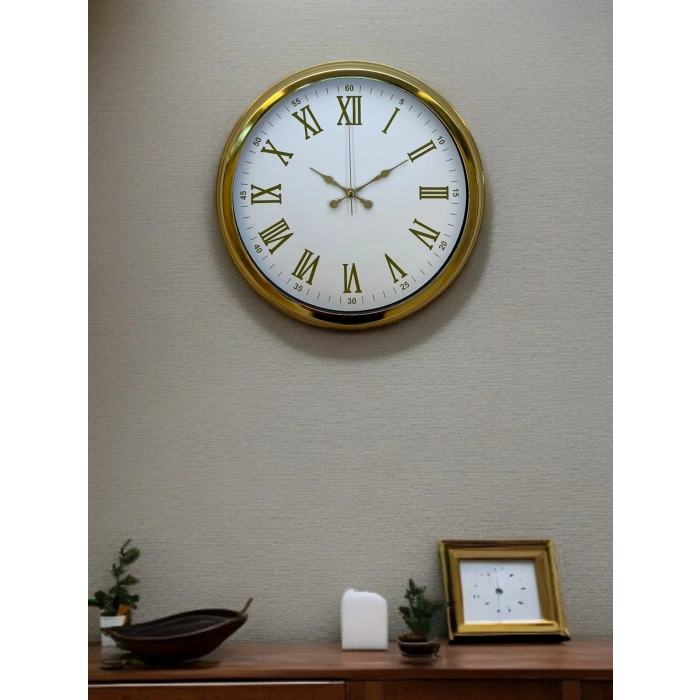 Mey İthalat® Royal White Gold 40 Cm Metal Duvar Saati