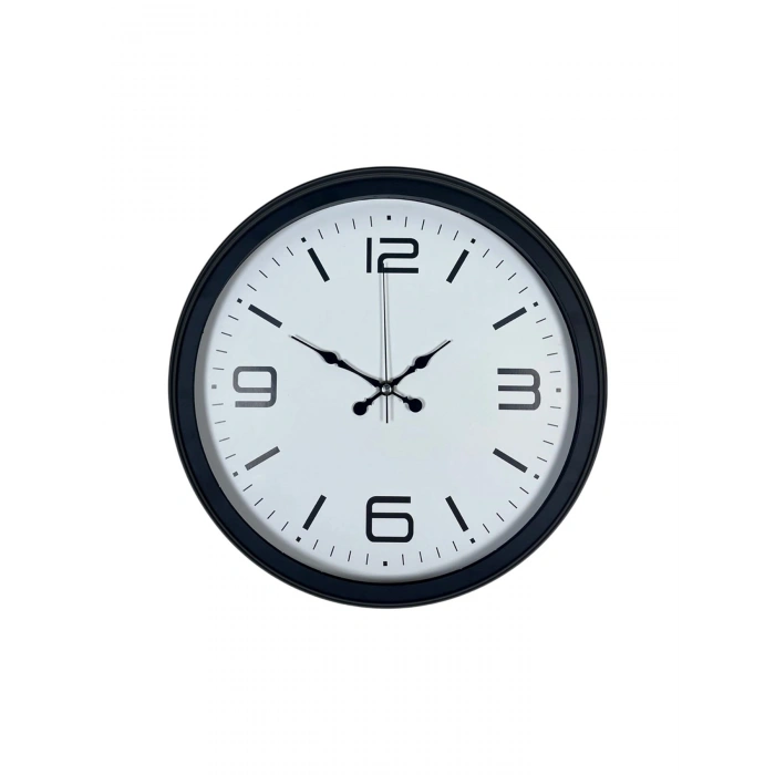 Mey İthalat® Sade & Şık Siyah 40 Cm Metal Dekoratif Duvar Saati