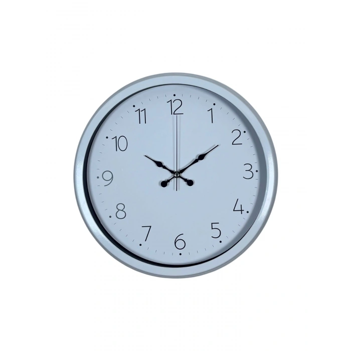 Mey İthalat® Sade Tasarım Beyaz 40 Cm Metal Standart Duvar Saati