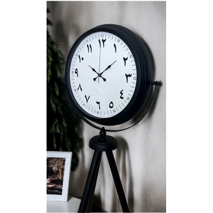 Mey İthalat® Siyah Arap Rakamlı Sıradışı Tasarım Tripod Ayaklı Saat