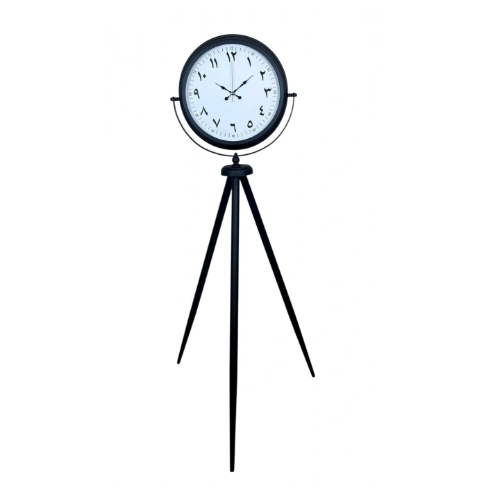 Mey İthalat® Siyah Arap Rakamlı Sıradışı Tasarım Tripod Ayaklı Saat