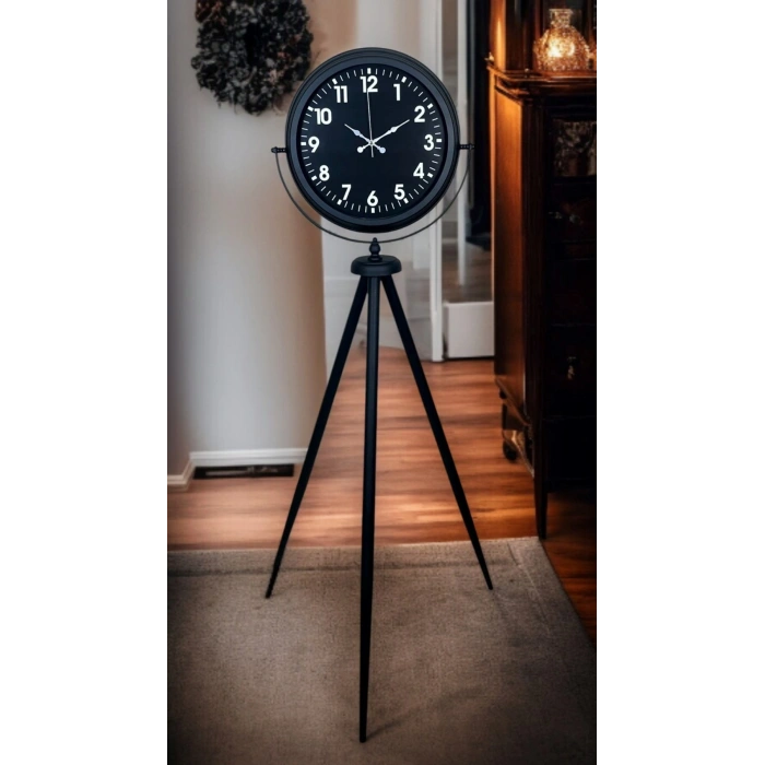 Mey İthalat® Siyah Asil Standart Stil Tripod Ayaklı Saat