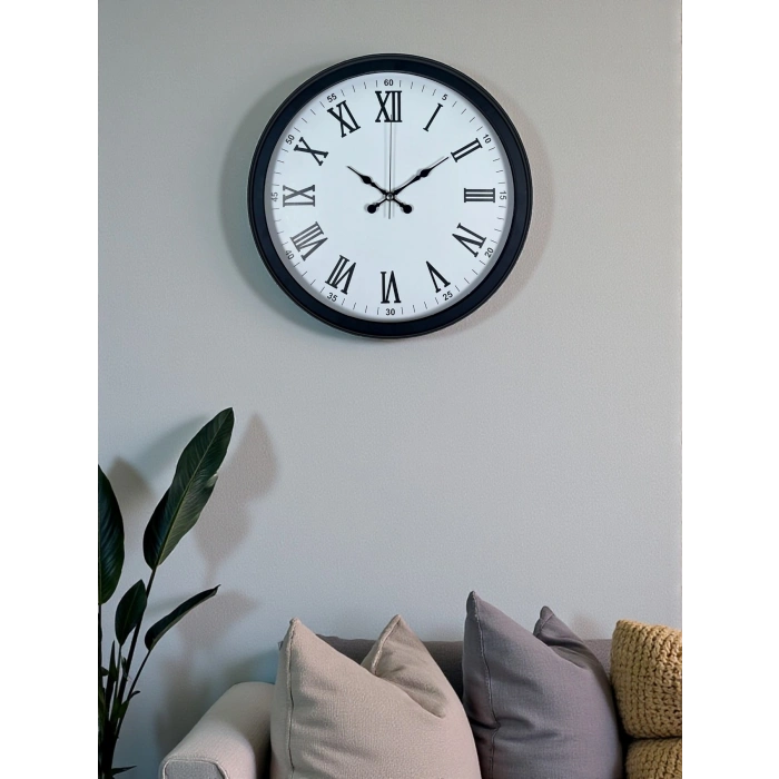 Mey İthalat® Siyah Klasik & Şık 40 Cm Metal Duvar Saati