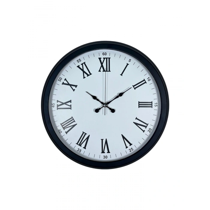 Mey İthalat® Siyah Klasik & Şık 40 Cm Metal Duvar Saati