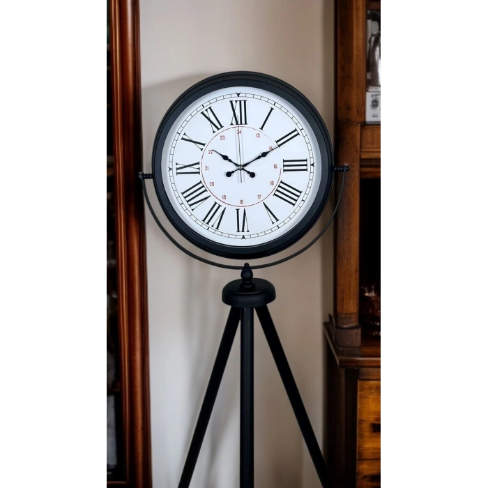 Mey İthalat® Siyah Roma Rakamlı Lüks Tasarım Tripod Ayaklı Saat