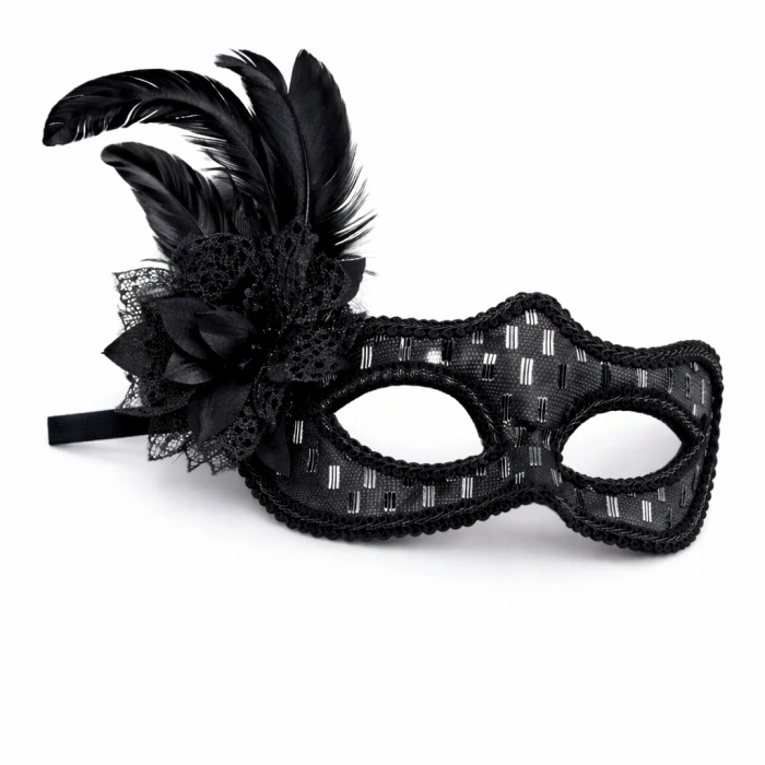 Mey İthalat® Siyah Tüylü Balo Maskesi Kadın Parti Aksesuarı