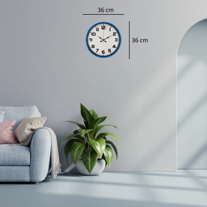 Mey İthalat® Sky Blue 36 Cm Duvar Saati