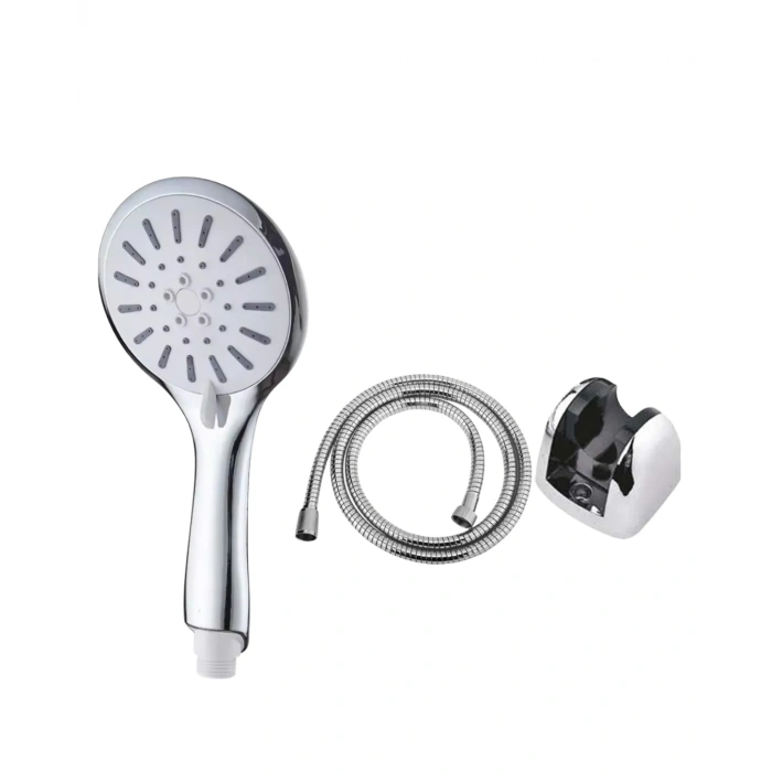 Mey İthalat® Spiral Hortumlu 4 Kademeli Krem El Duşu Başlığı Banyo Duş Seti