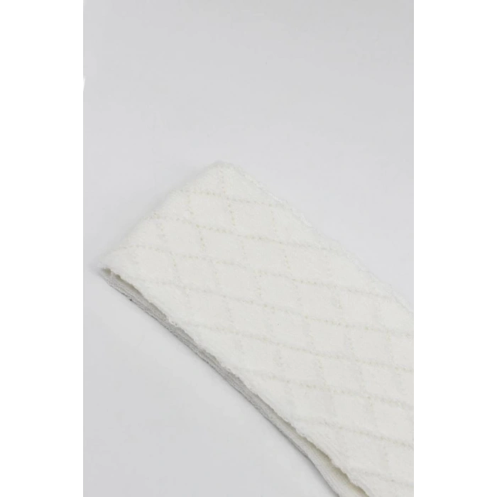 Mey İthalat®   Tekli Ekose Kabartma Penye Külotlu Çorap BS50105 Ekru