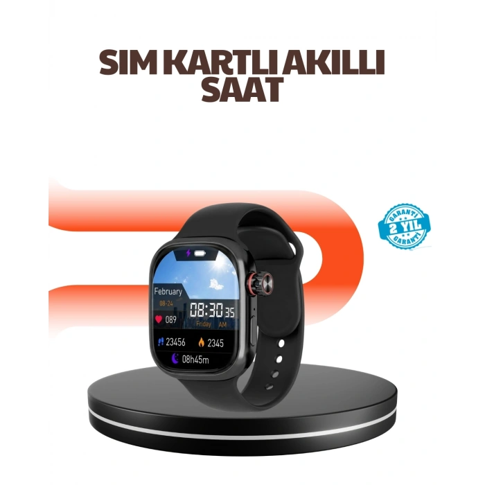 Mey İthalat® Telefon Bağımsız SIM Kartlı Akıllı Saat Nabız Ölçerli