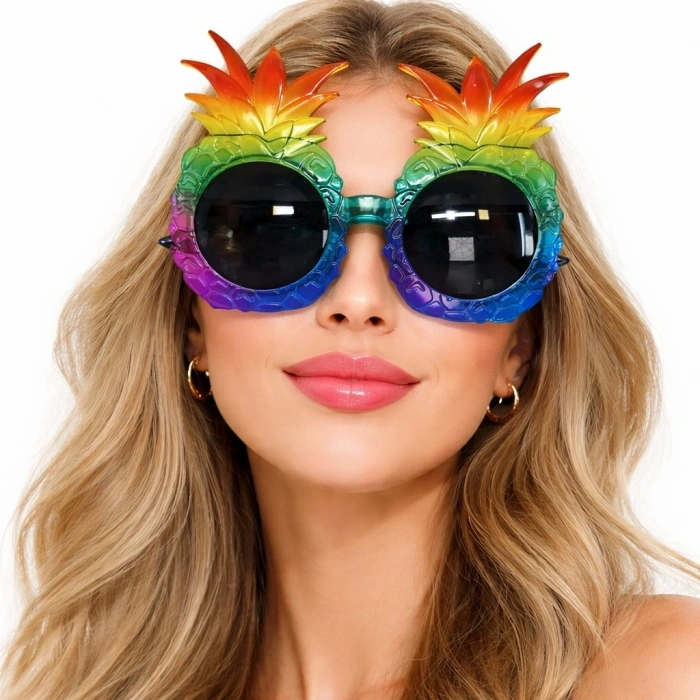 Mey İthalat® Tropikal Ananas Tasarımlı Renkli Hawaii Parti Gözlüğü