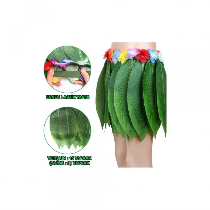 Mey İthalat® Tropikal Esintili Hawaii Yapraklı Parti Eteği Çocuk Boy