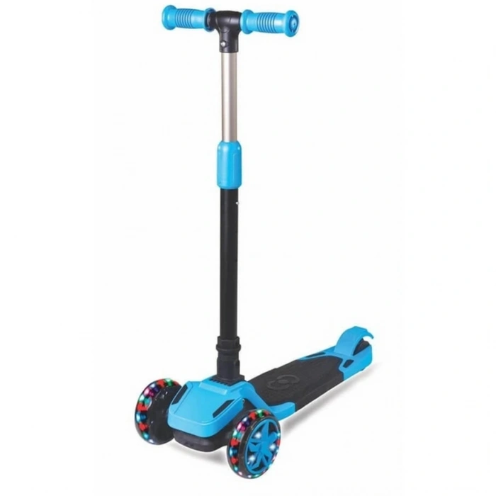 Mey İthalat®  Işıklı Katlanabilir Scooter Mavi