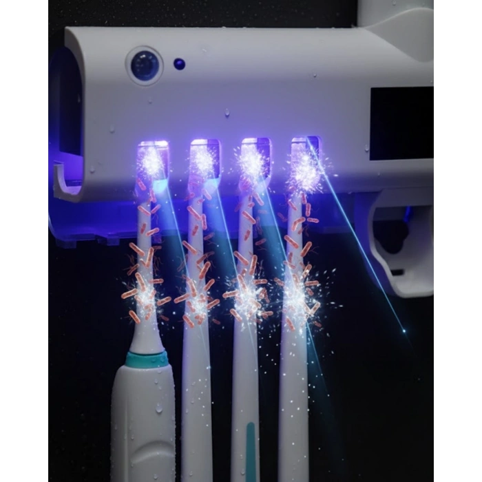 Mey İthalat® UV Sterilizasyonlu Duvara Monte Otomatik Diş Fırçası Tutucu