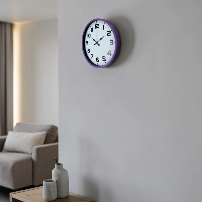 Mey İthalat® Violet Mor 36 Cm Standart Duvar Saati