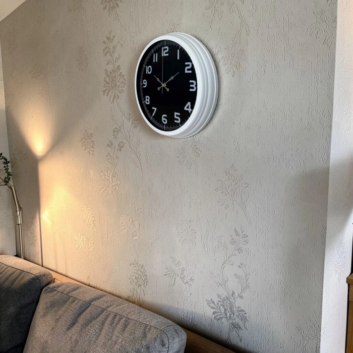 Mey İthalat® White Contrast 40 Cm Metal Duvar Saati
