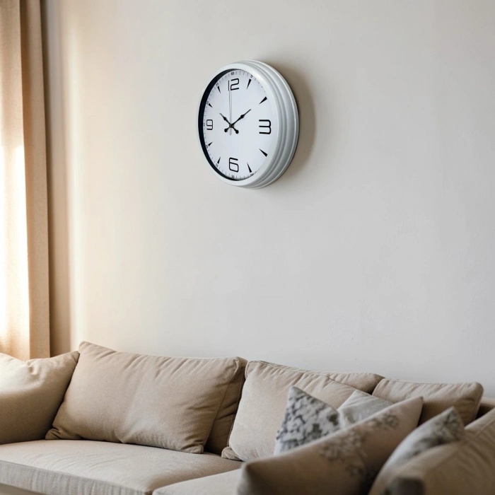 Mey İthalat® White Index 40 Cm Metal Duvar Saati
