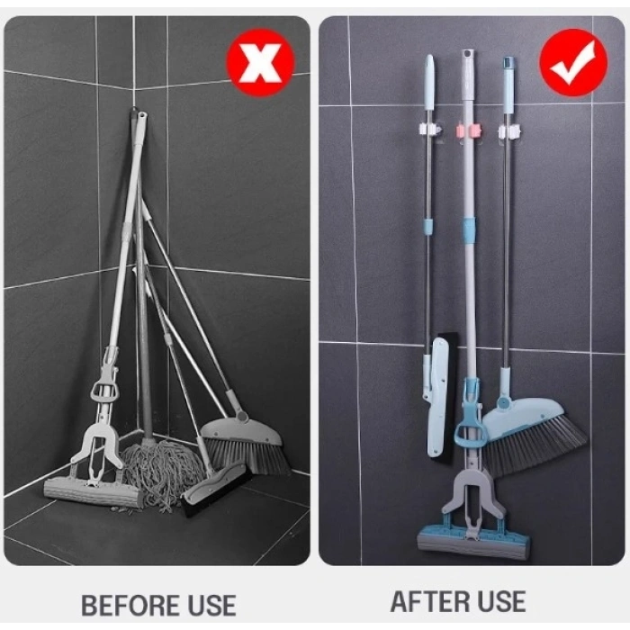 Mey İthalat® Yapışkanlı Pratik Mop Tutucu 4 Adet Beyaz