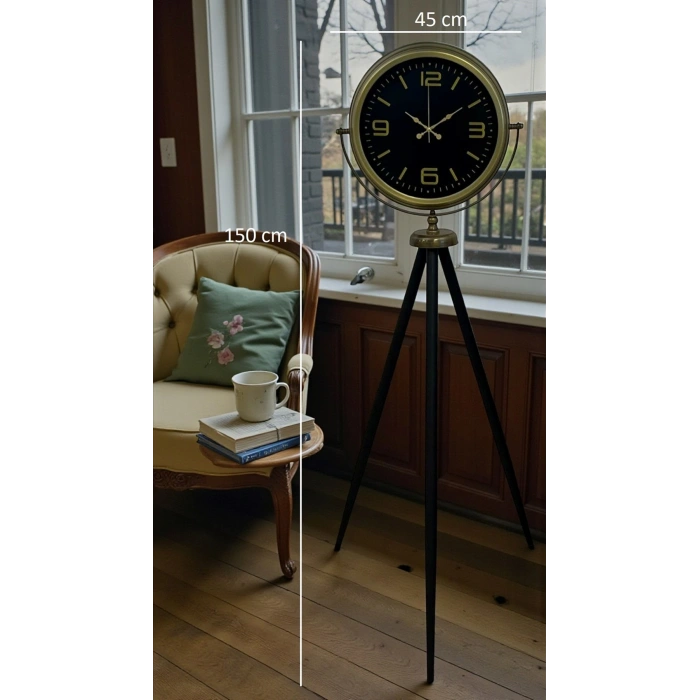 Mey İthalat® Zamanın Asaleti Eskitme Tripod Ayaklı Saat
